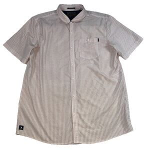 William Murray Shirt Mens Size XL Pink White Beer Beersucker Golf Button Down SS